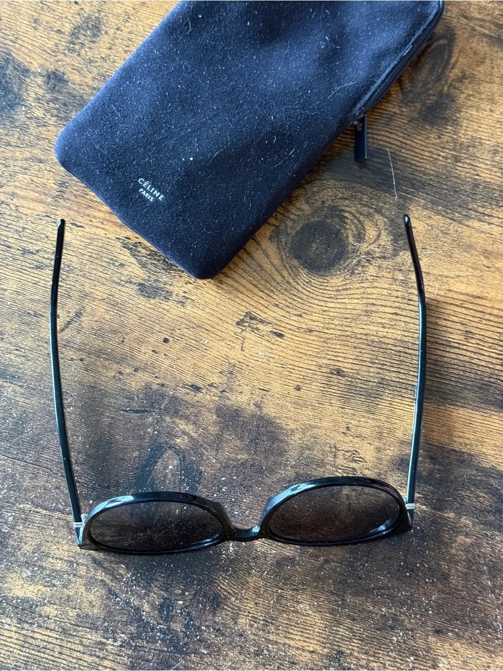 Celine Matte Black Cat-Eye Sunglasses with Dark Lenses